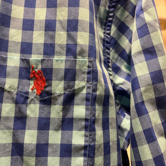 US POLO ASSN. blue check long sleeve button down shirt mens Large - Picture 6 of 11